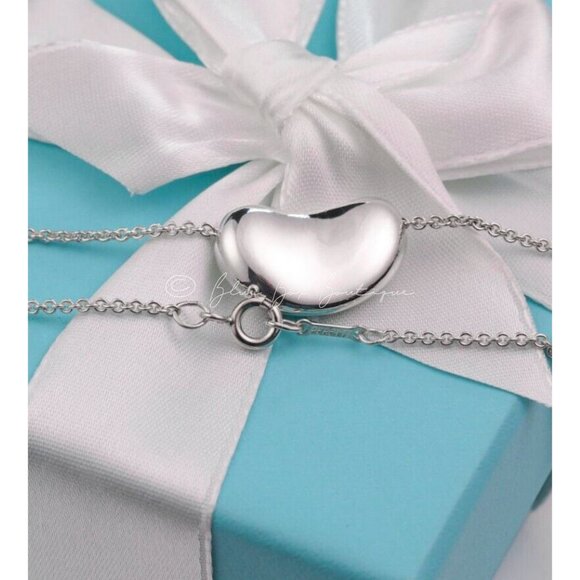 Tiffany & Co. Bean Necklace Elsa Peretti Vintage Large 19mm Pendant 20" Chain - Picture 2 of 9